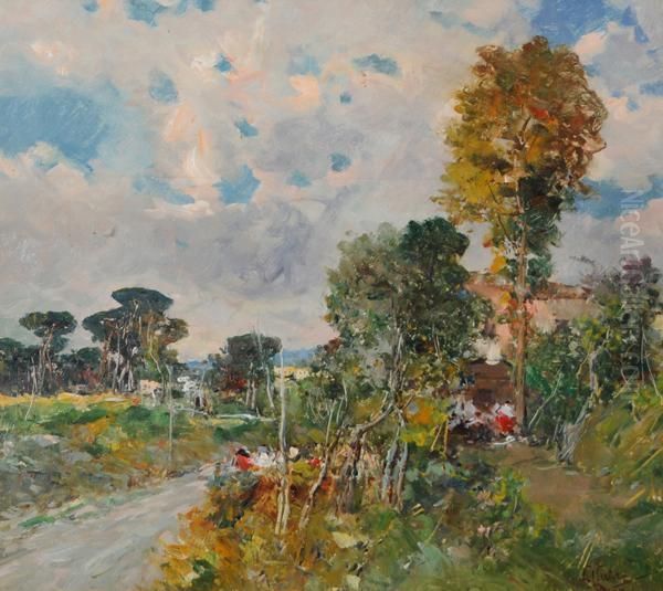 Campagna Ischitana Oil Painting by Giuseppe Casciaro