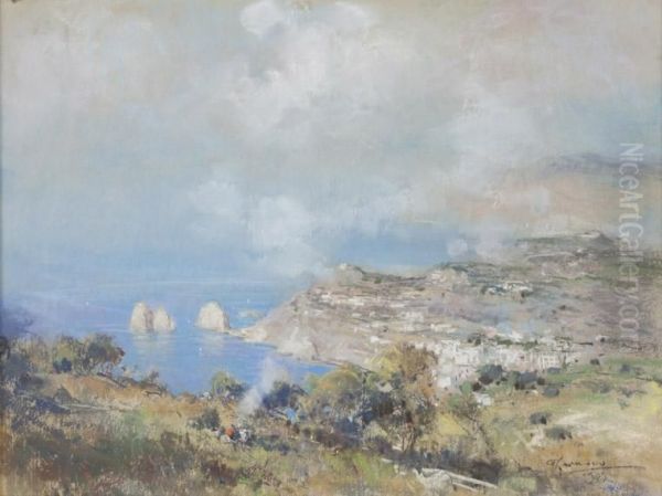 Capri Oil Painting by Giuseppe Casciaro