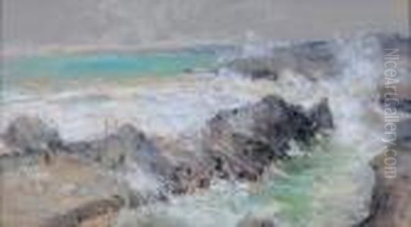 Mare In Burrasca Oil Painting by Giuseppe Casciaro