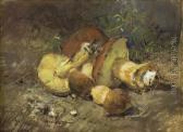 Funghi Porcini Oil Painting by Giuseppe Casciaro