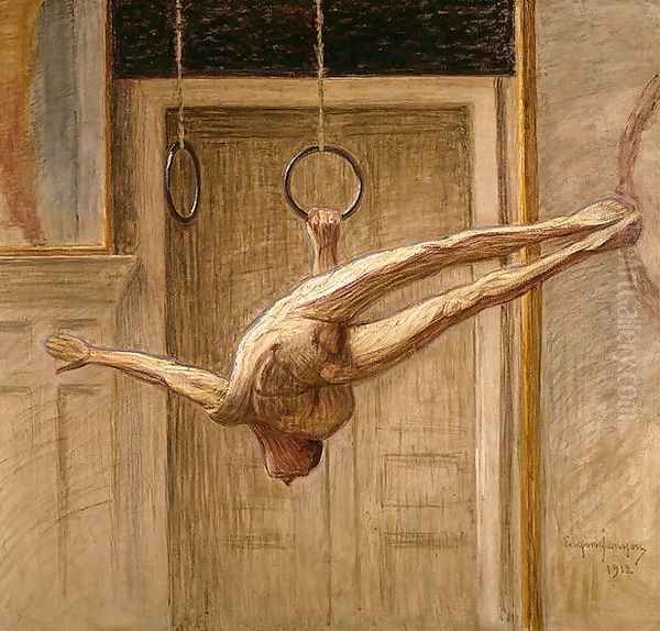 Ring Gymnast No 2 Oil Painting by Eugene Jansson