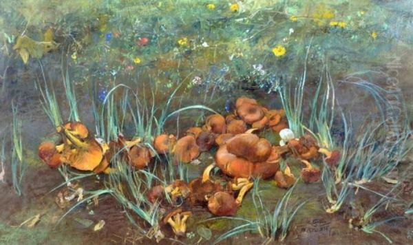 Natura Morta Con Funghi Oil Painting by Giuseppe Casciaro