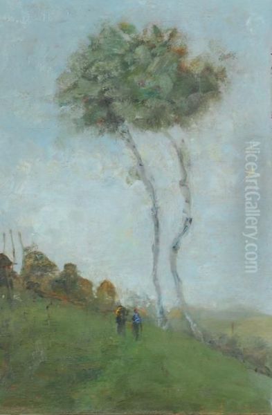 Paesaggio Con Figure Oil Painting by Giuseppe Casciaro