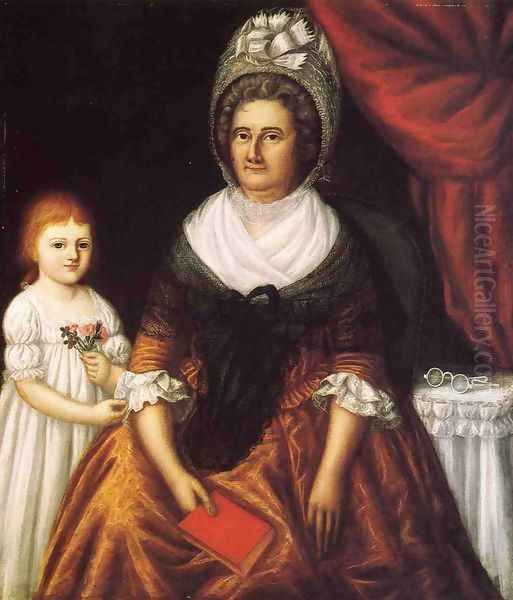 Mrs. John Moale (Ellin North) and Ellin North Moale Oil Painting by Joshua Johnson