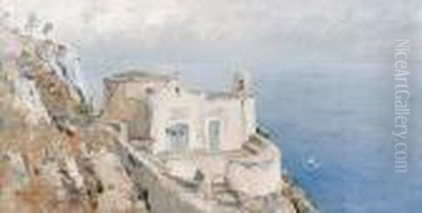 A Church, Capri Oil Painting by Giuseppe Casciaro