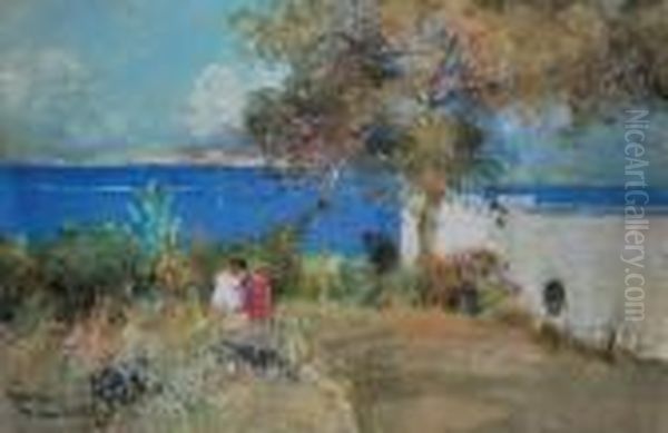 Enfants A Ischia. Oil Painting by Giuseppe Casciaro