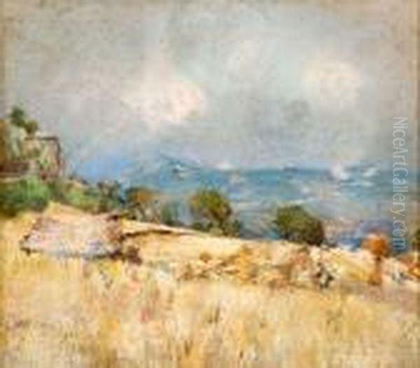 Paesaggio Collinare Con Casale Oil Painting by Giuseppe Casciaro