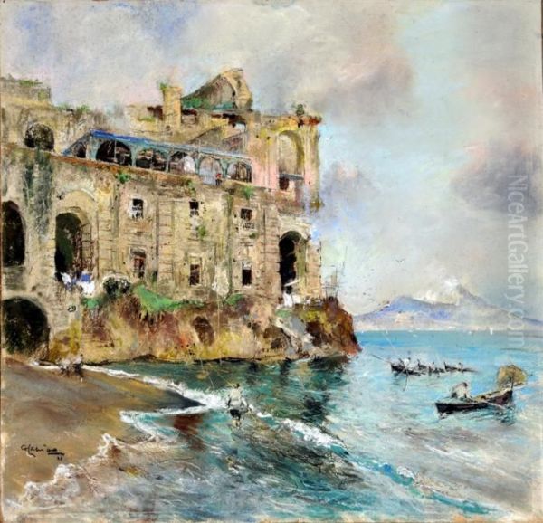 Palazzo Donn'anna Oil Painting by Giuseppe Casciaro