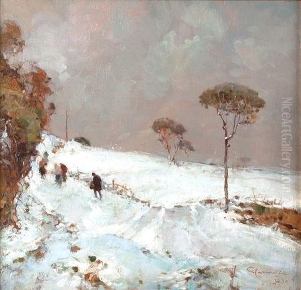 Nusco D'inverno Oil Painting by Giuseppe Casciaro