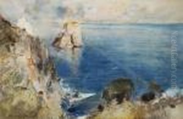 Faraglioni Di Capri Oil Painting by Giuseppe Casciaro