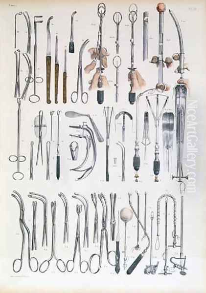 Surgical instruments for tonsil operations Oil Painting by Nicolas Henri Jacob