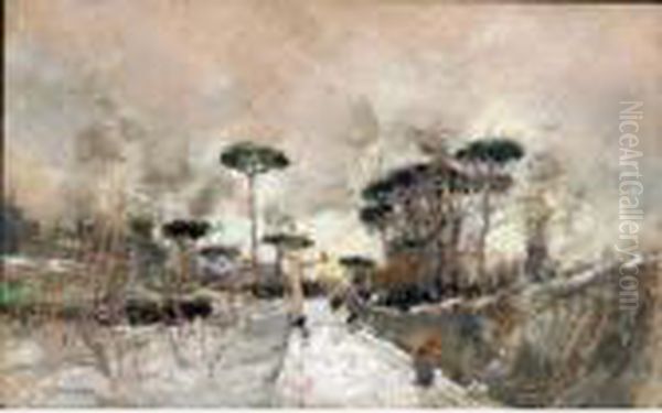 Nevicata Ai Camaldoli Oil Painting by Giuseppe Casciaro