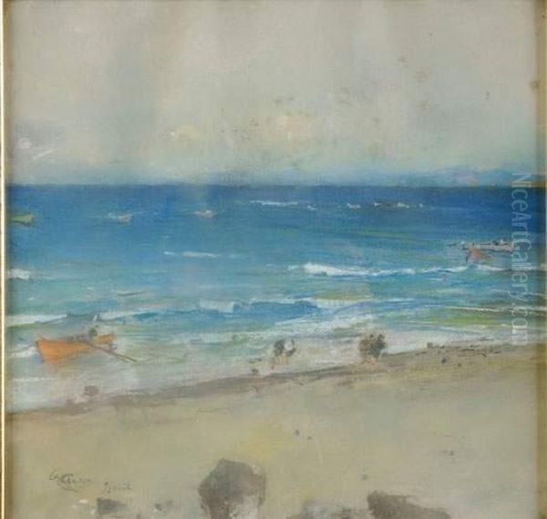 La Plage Oil Painting by Giuseppe Casciaro