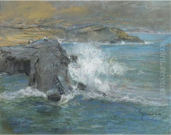 Mare In Burrasca Oil Painting by Giuseppe Casciaro