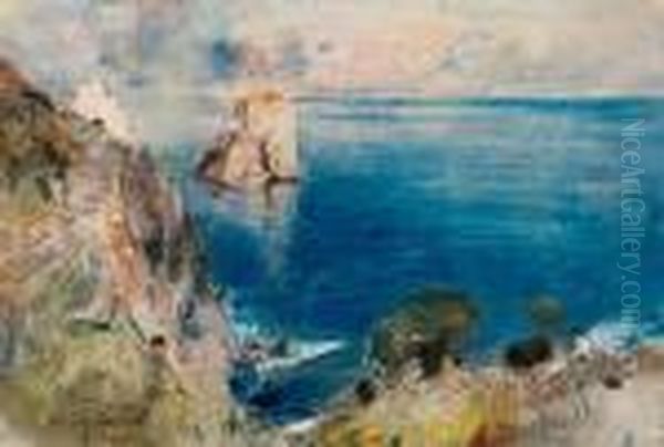 Capri, I Faraglioni Oil Painting by Giuseppe Casciaro