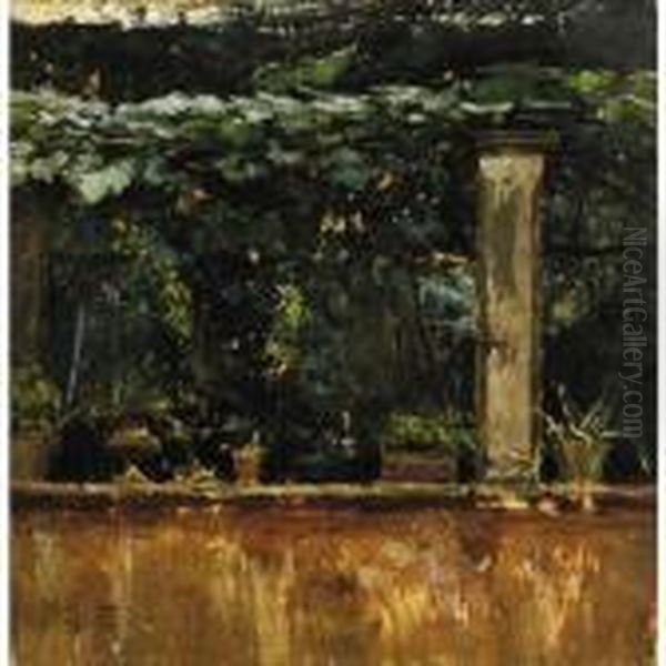 Piante Verdi In Terrazza Oil Painting by Giuseppe Casciaro