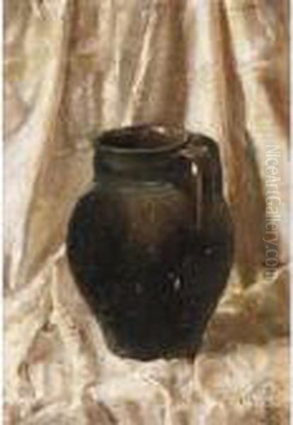 Natura Morta Con Anfora In Terracotta Oil Painting by Giuseppe Casciaro