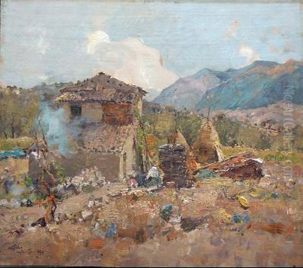 Casolare Rustico Oil Painting by Giuseppe Casciaro