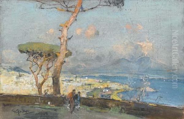 Napoli Da Posillipo Oil Painting by Giuseppe Casciaro