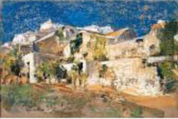 Case A Capri Oil Painting by Giuseppe Casciaro