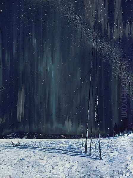 A Northern Night Oil Painting by Frank Johnston