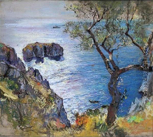 Marina A Capri Oil Painting by Giuseppe Casciaro