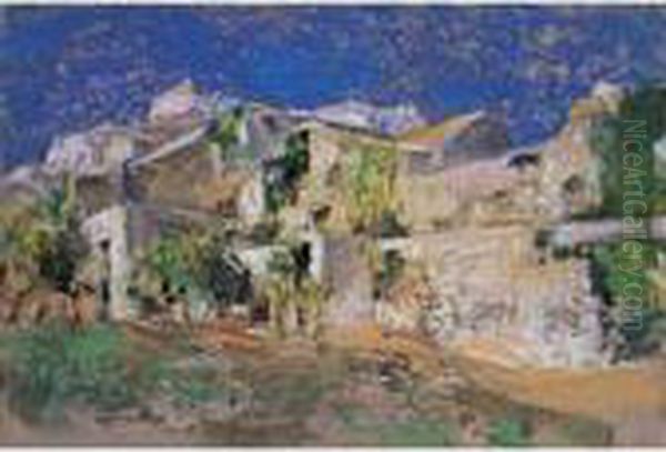 Case A Capri Oil Painting by Giuseppe Casciaro