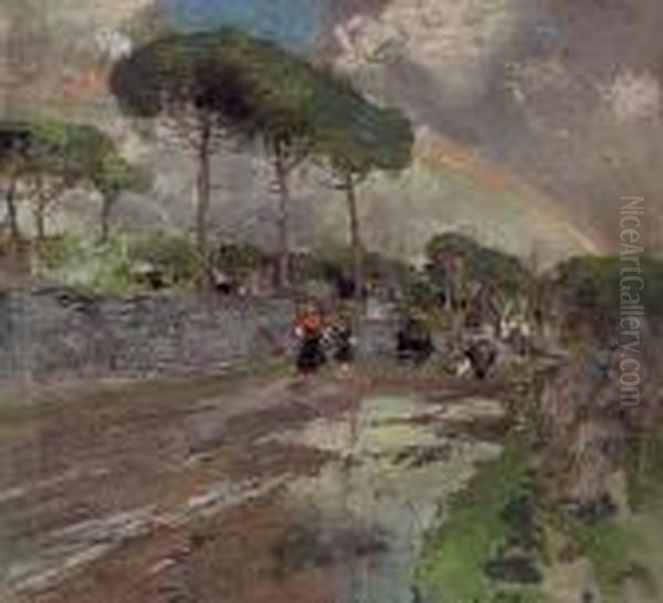 L'arcobaleno, Ischia Oil Painting by Giuseppe Casciaro