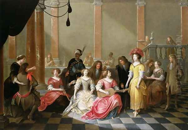 An Elegant Company at Music Before a Banquet Oil Painting by Hieronymus Janssens