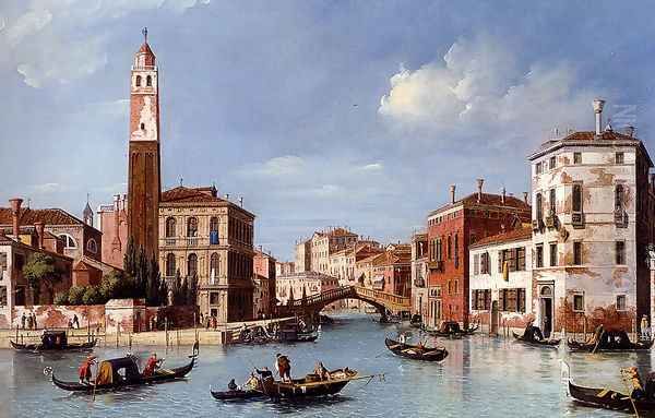 View Of The Entrance To The Cannareggio Canal With The Church Of San Geremia And The Palazzo Labia, Venice Oil Painting by William James