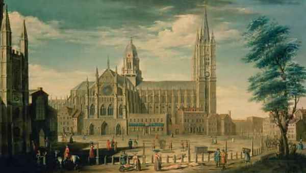 The North Front of Westminster Abbey Oil Painting by William James