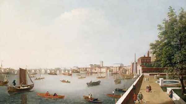 View of the River Thames from the Adelphi Terrace Oil Painting by William James