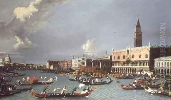 Venice Doges Palace with Santa Maria della Salute in the Distance Oil Painting by William James