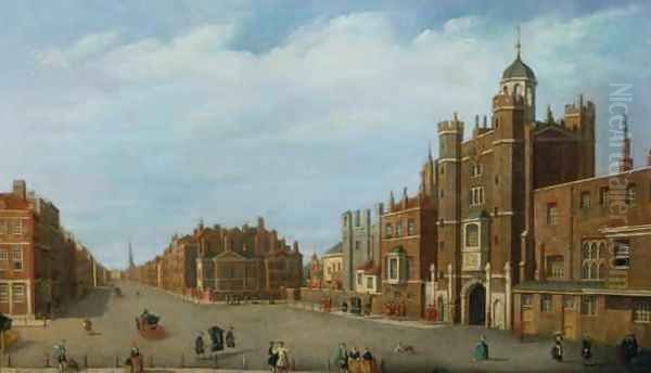 View of St Jamess Palace and Pall Mall Oil Painting by William James