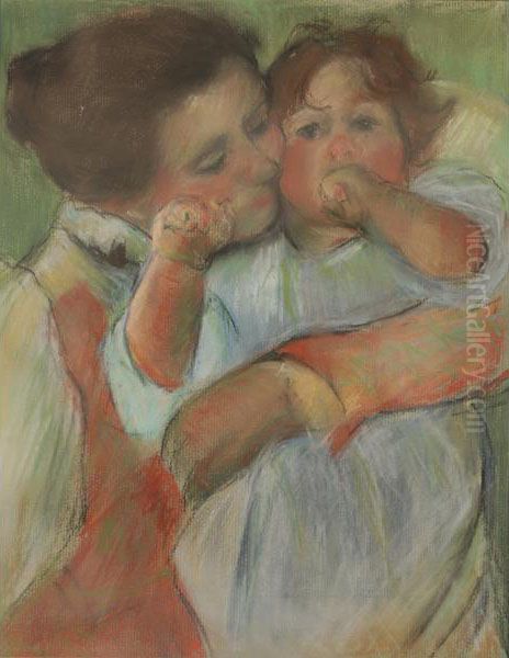 Portrait Of Mother And Child Oil Painting by Mary Cassatt