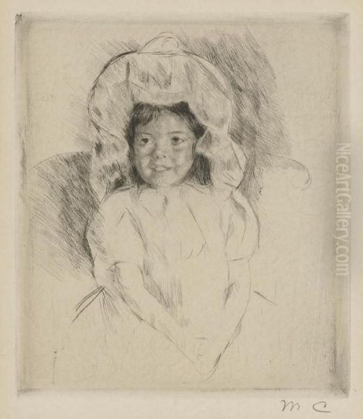 Margot Wearing A Bonnet Oil Painting by Mary Cassatt