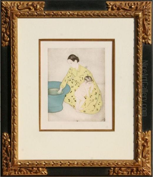 The Bath Oil Painting by Mary Cassatt