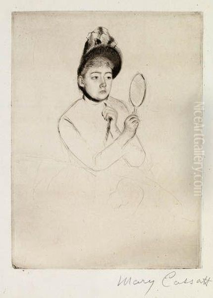 The Bonnet Oil Painting by Mary Cassatt