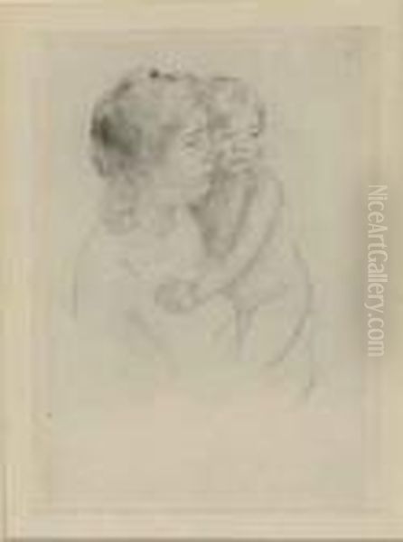 Denise Holding Her Child (breeskin 204) Oil Painting by Mary Cassatt