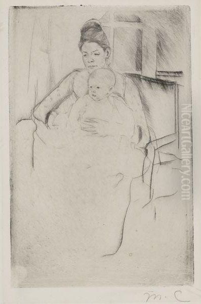 Mrs. Gardner And Her Baby Seated Near A Window Oil Painting by Mary Cassatt