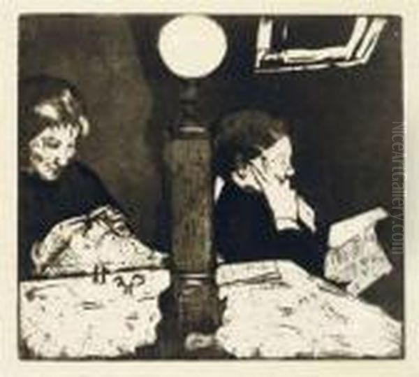 Under The Lamp Oil Painting by Mary Cassatt