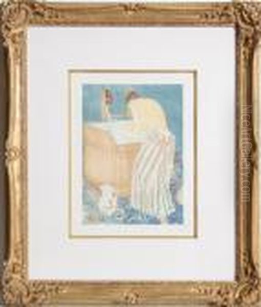 Woman Bathing Oil Painting by Mary Cassatt