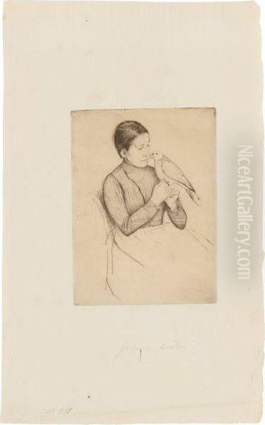 Femme Au Perroquet Oil Painting by Mary Cassatt