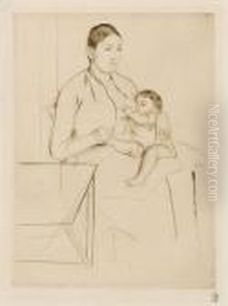 Nursing Oil Painting by Mary Cassatt