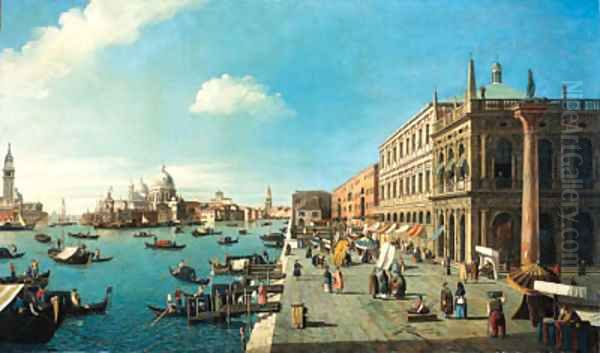 The Riva degli Schiavoni looking south-west towards the entry to the Grand Canal, the Dogana and Santa Maria della Salute Oil Painting by William James