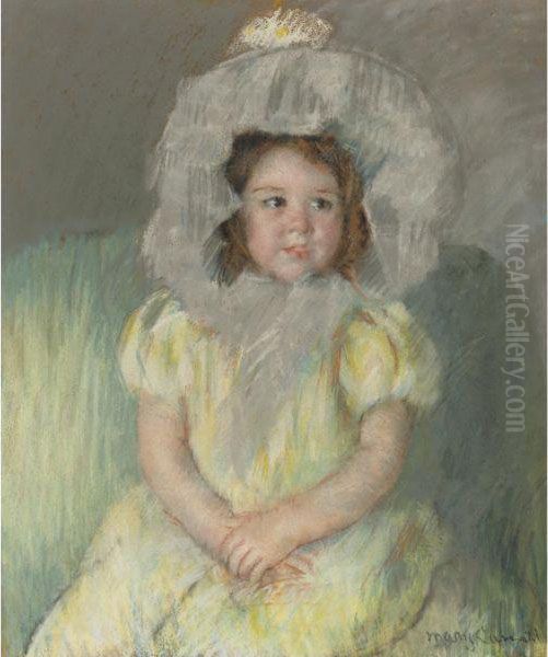 Margot In White Oil Painting by Mary Cassatt