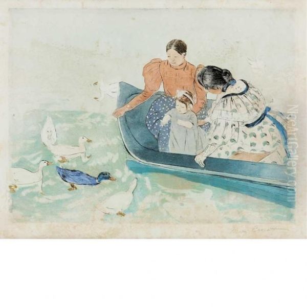 Feeding The Ducks Oil Painting by Mary Cassatt