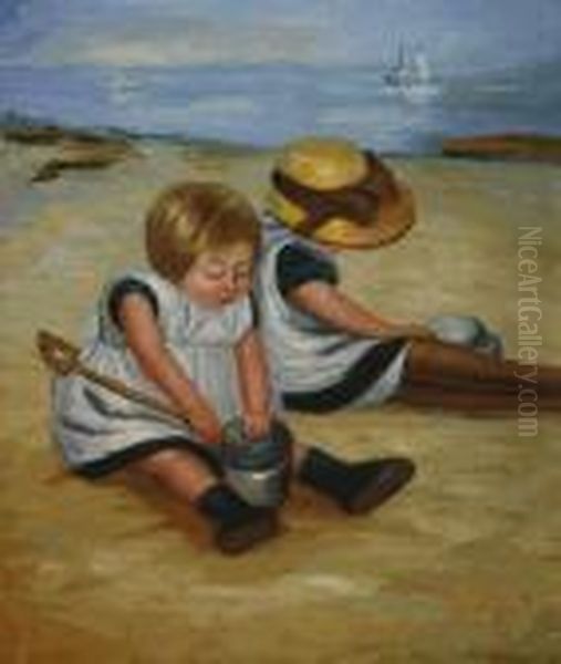 Children Playing On The Beach Oil Painting by Mary Cassatt