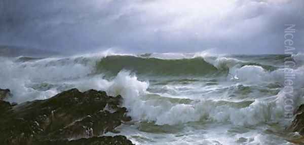 Rough Sea Oil Painting by David James