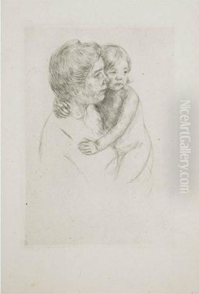 Denise Holding Her Child (b. 204) Oil Painting by Mary Cassatt